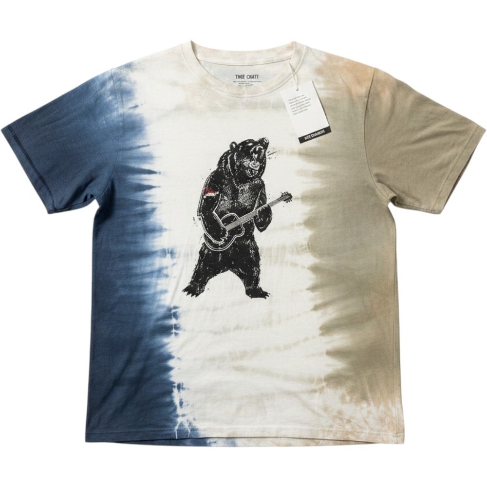 True Craft blue + white‎ tie-dye tee with bear graphic. NWT Size: XL